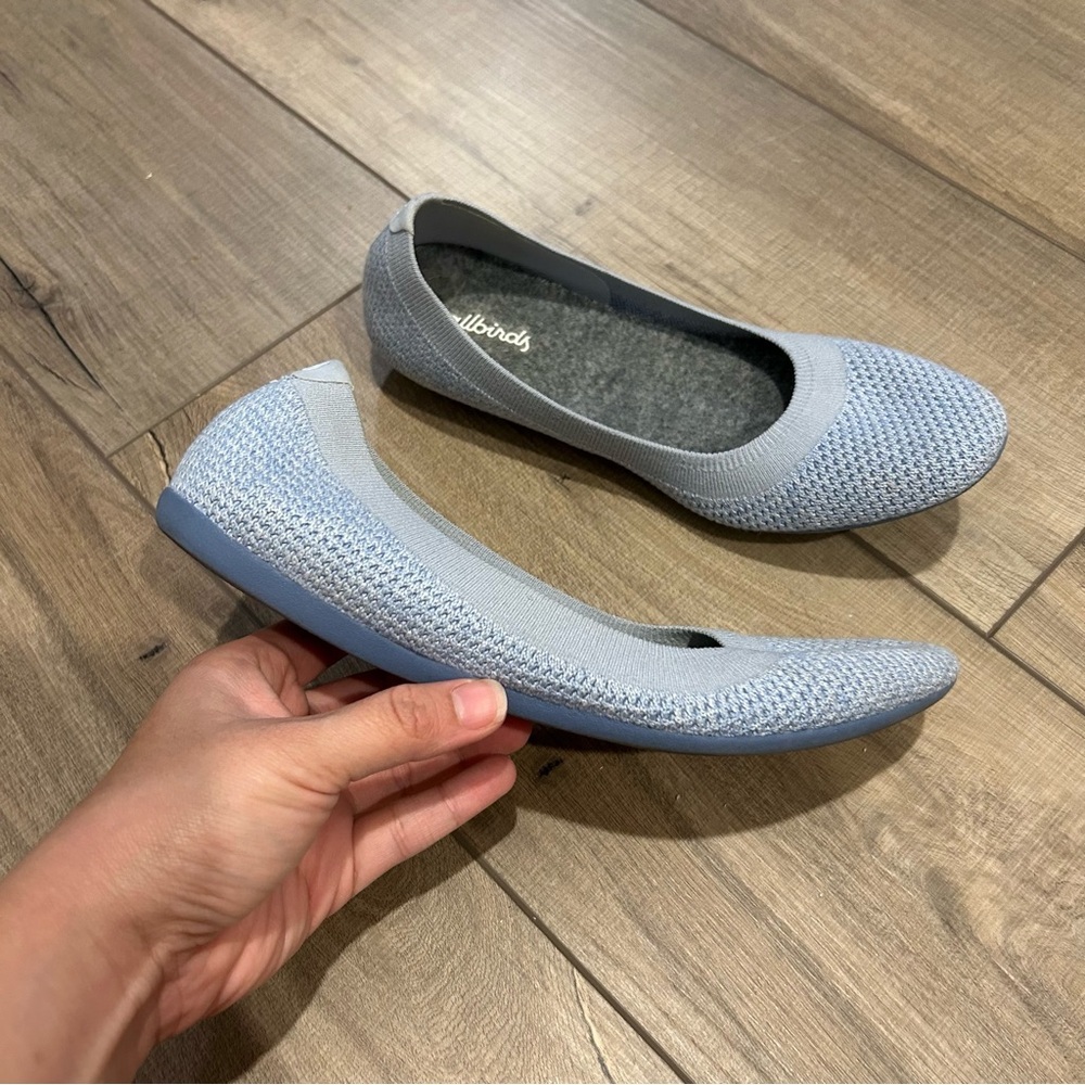 Allbirds Tree Breezers Ballet Flats Shoes Womens 7.5 Whitecap Blue Sole Vegan